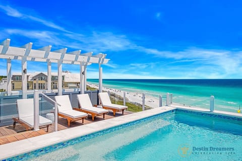 A rooftop pool, a heated pool