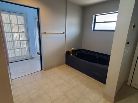 Shower, jetted tub, bidet, towels