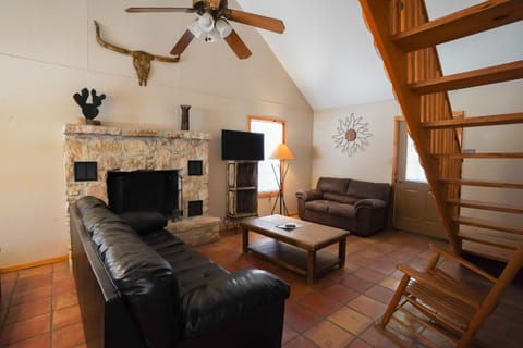 Living room view with fireplace
