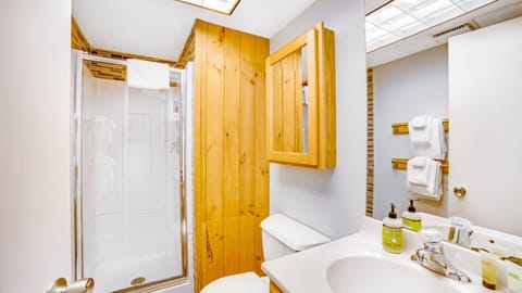 Combined shower/tub, towels