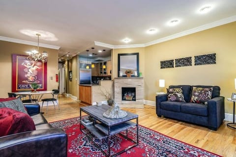 Living Room / Dining Room combo with pullout couch (denim colored couch)