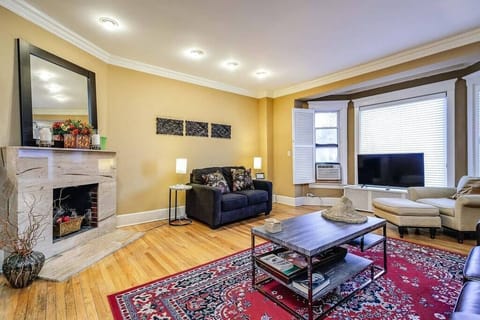 Living Room / Dining Room combo with pullout couch (denim colored couch)