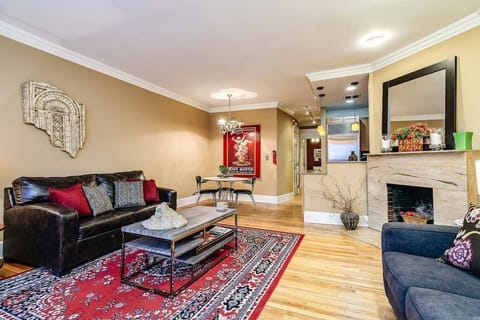 Living Room / Dining Room combo with pullout couch (denim colored couch)