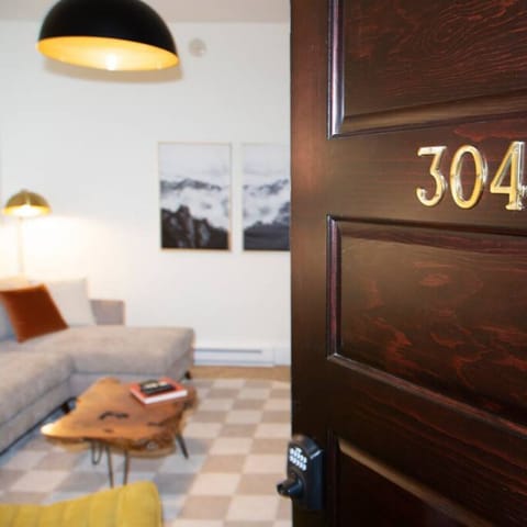 Spacious living room. The couch turns into a sleeper sofa. HD TV with cable.