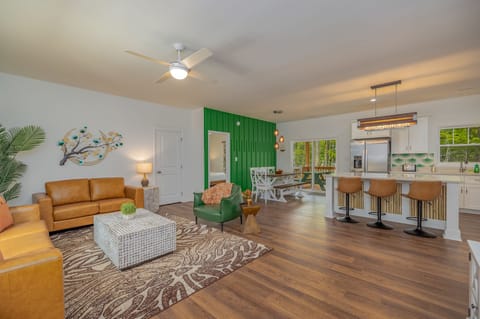 The open concept living allows everyone to hang out together, with plenty of seating.