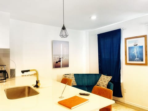 Open space, kitchen and living room.