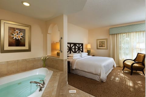 Ensuite whirlpool bath, perfect for relaxing after a long day at the parks.