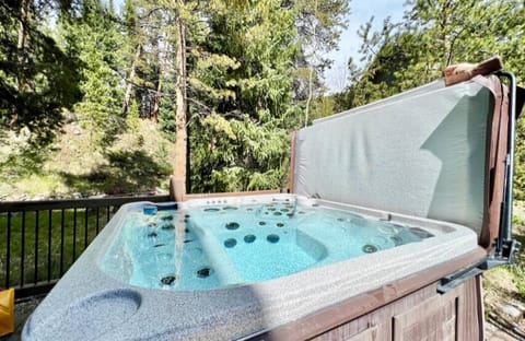 Our hot tub seats 8 and is available year round