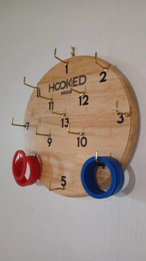 Ring toss game also setup in basement