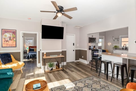 50" Smart tv in open area living space.