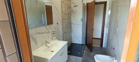 Shower, jetted tub, hair dryer, bidet