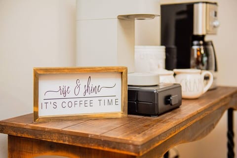 Enjoy plenty of storage space and a well-stocked coffee bar for your morning brew.