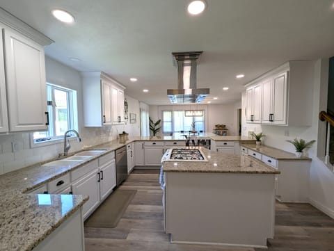 Large and spacious fully stocked kitchen.