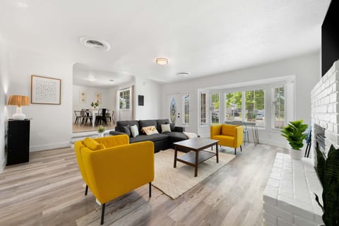 We brought color and comfort into this open-air living room.