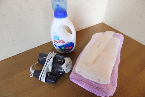 Hair dryer, towels