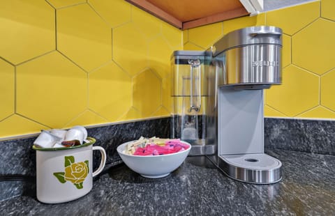 Enjoy coffee in the morning before going out on the town or to see the Silos!