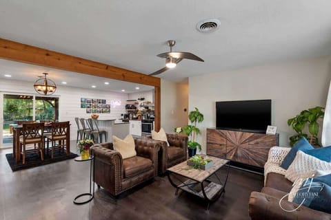 Enjoy movie night on the 55″ smart TV with streaming services and surround sound.