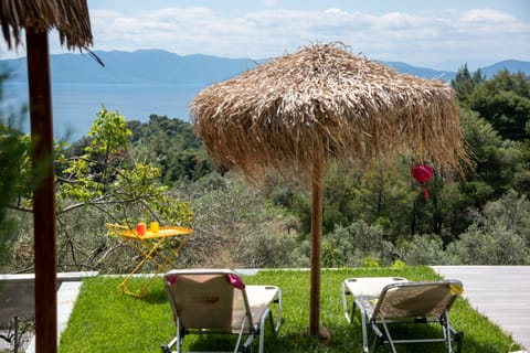 Sunbathing on comfortable sunbeds