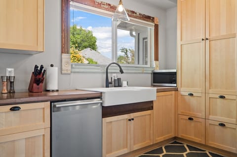 Plenty of pantry space for your groceries. Salt, pepper, oil provided.