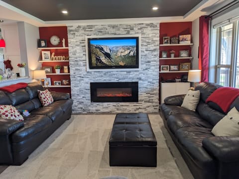 Living area | Smart TV, fireplace, video games, books