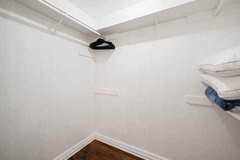 Master bedroom walk-in closet. No living out of a suitcase here! Make yourself at home!