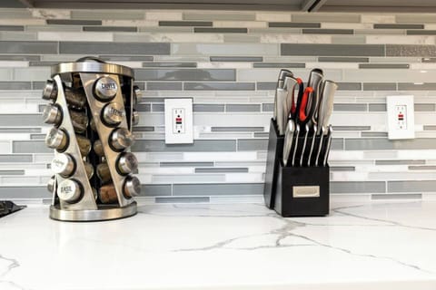 The kitchen is well stocked