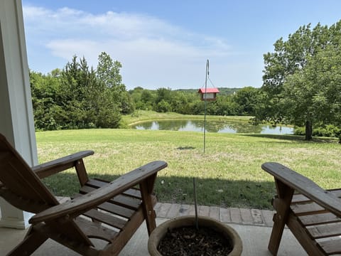 Patio Seating - Overlooking Private Pond stocked with fish.  