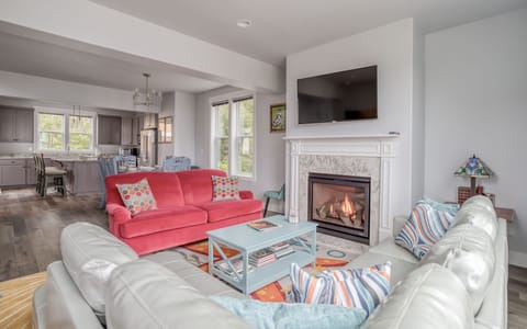 Seating with fireplace