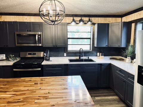 Spacious kitchen.  Fully stocked.  