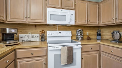 Kitchen with amenities.