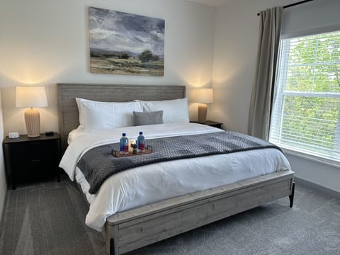Arhaus bed with dreamy Winkbed mattress and Frette bedding 