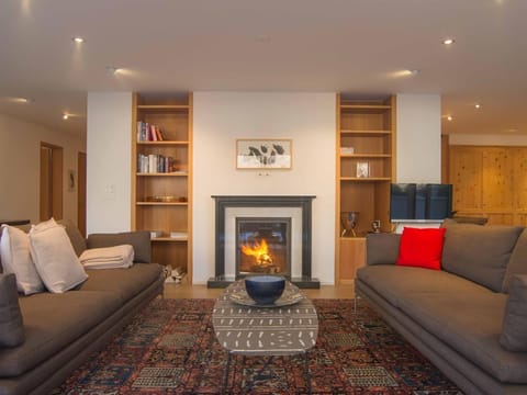 The living-room with the chimney