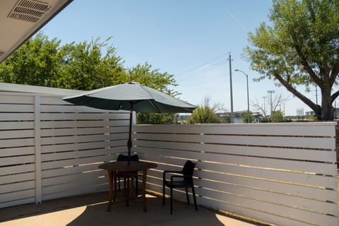 Private patio with chairs/table