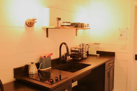 Microwave, stovetop, coffee/tea maker, toaster