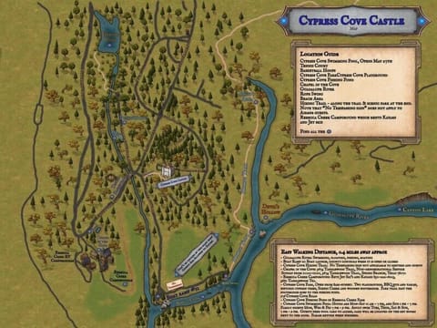 Neighborhood map showing the location of all the outdoor activities available.