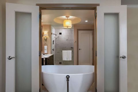 Bathroom with hot tub