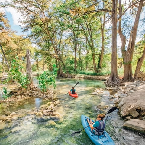Medina River/City Park one block behind Lodge