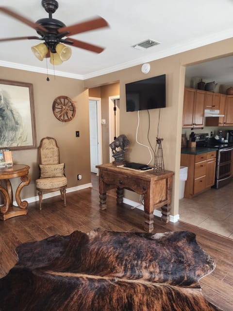 View from Living Room into Kitchen and Hallway