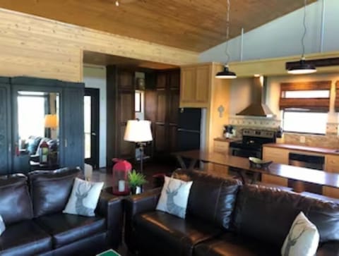 Great room and open well stocked kitchen.