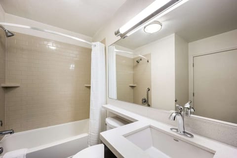 Combined shower/tub, hair dryer