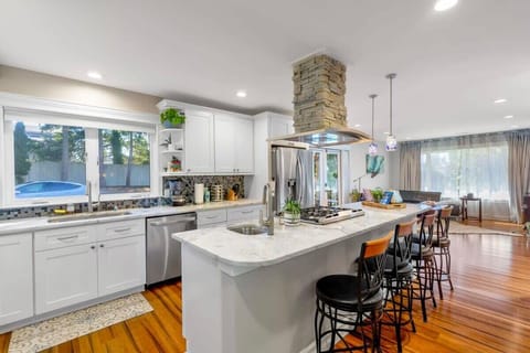 Well equipped kitchen with big island