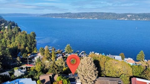 Our house is located next to Lake Washington.