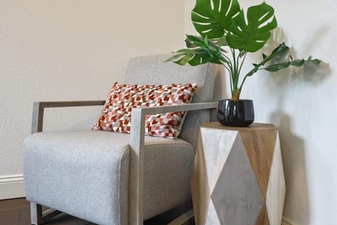 You'll also find a private seating area near the window.