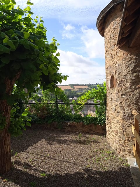 The view from the private garden over the old town and countryside