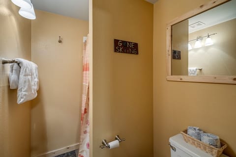 Combined shower/tub, hair dryer, towels