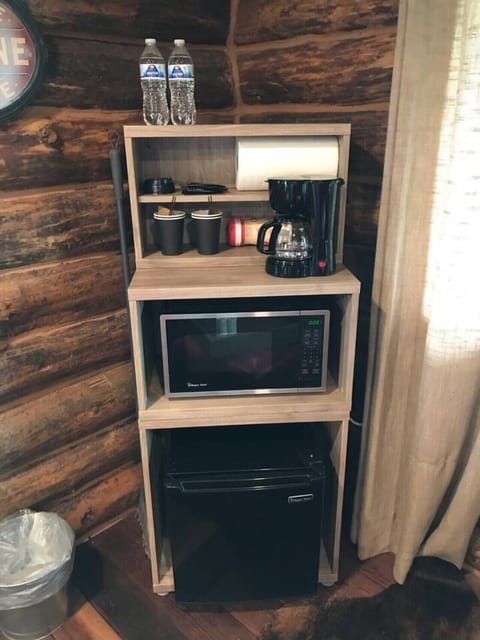 Heather's Hideaway offers the basics, mini fridge, microwave, coffee maker, ceiling fan, room heater and swamp cooler