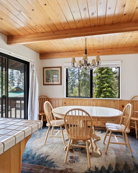 From the dining room you can step out the sliding glass doors and onto the balcony where you will find a patio table with chairs and a bbq.
