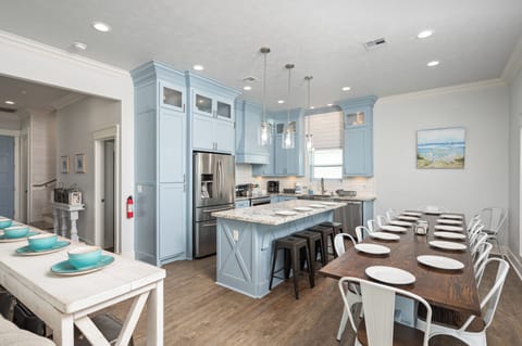 This large custom dining table is perfect for sharing meals with your family.