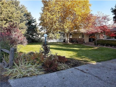 Front Yard in Fall Season. Driveway to accommodate 3 cars.