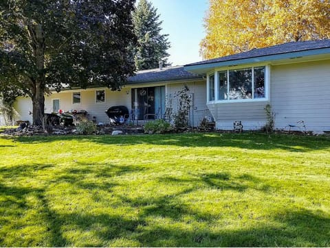 Backyard with patio, a very private space.
